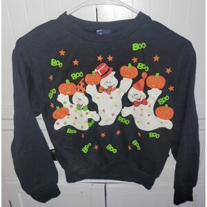 Vintage‎ Honors Halloween Sweatshirt Ghosts Pumpkins Boo Stars Size M 7/8 Retro